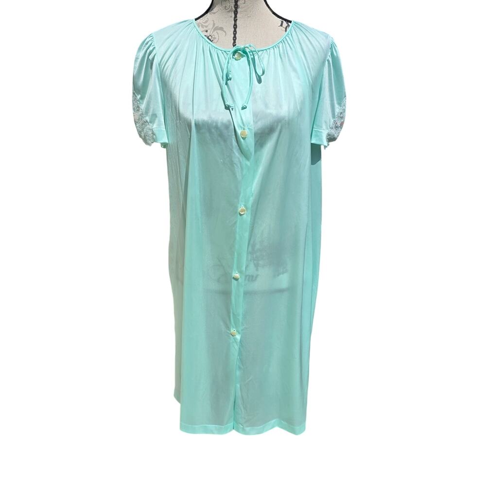 Cottage Coquette Mint Green Vintage Satin Slip Nightgown